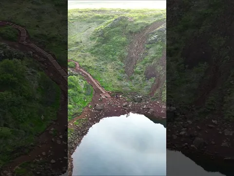 Golden, inside the crater