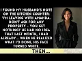 Download Lagu My Husband Left A Note - No Property Split, Moving In With My 23-Year-Old Girlfriend! He Was Shock..