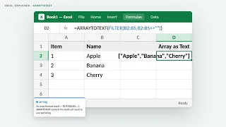 ARRAYTOTEXT in Excel Convert array results into a single text string