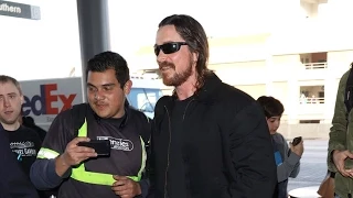 A Hairy Christian Bale Travels With His Family From LAX