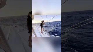 Setting the sails for the night ⛵️ #sailingfamily #sailinglife #passage #sailboat
