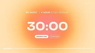 4 Hour Pomodoro Timer For Studying 30 Min Study Session With 10 Min Breaks Aesthetic Countdown 