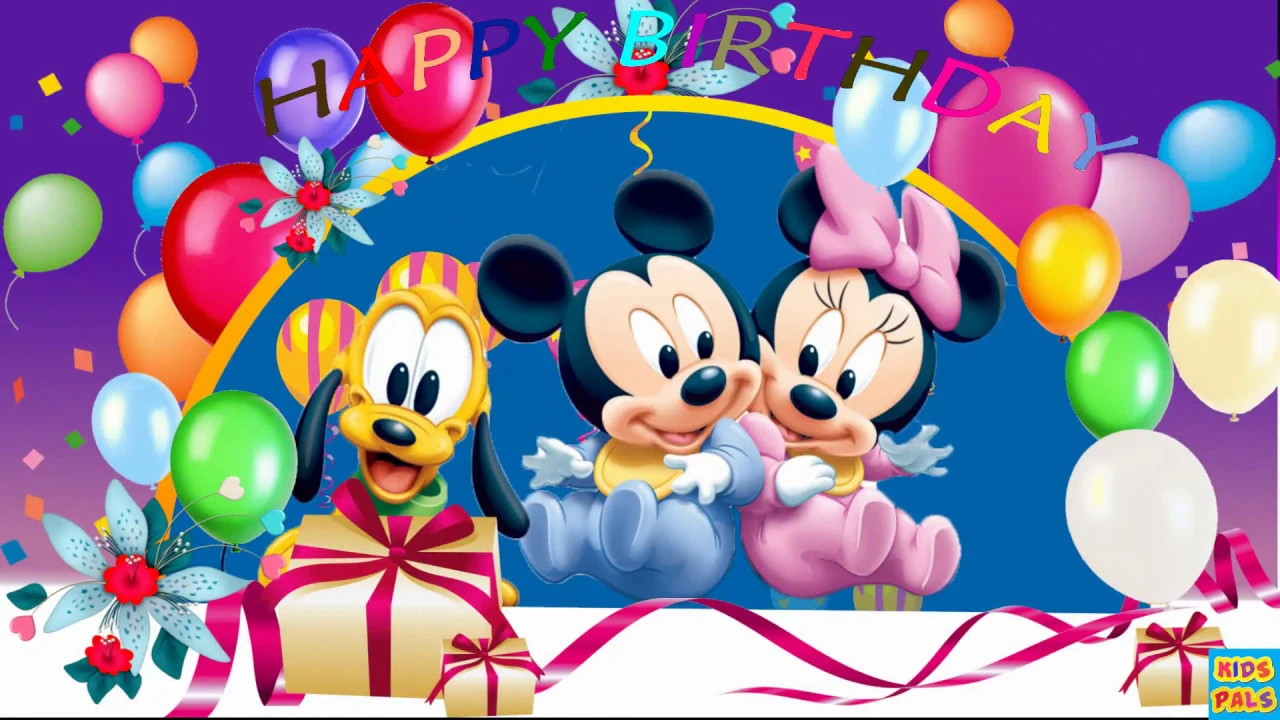 1st Birthday Wishes. Happy Birthday Song with Mickey Mouse
