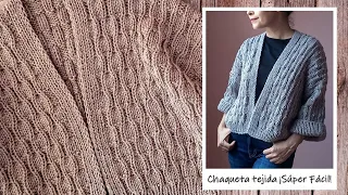 Chaqueta ALMENA ¡SÓLO RECTÁNGULOS, ES FACILÍSIMA!! a DOS AGUJAS para mujer ¡Paso a paso!