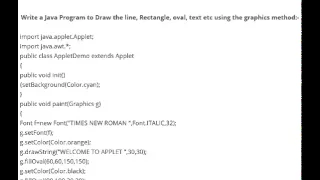 JAVA PROGRAM TO DRAW THE LINE RECTANGLE OVAL TEXT ETC USING THE GRAPHICS METHOD