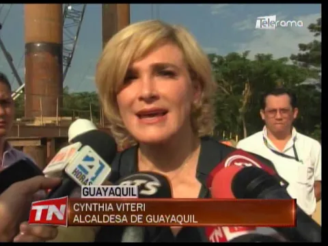 Alcaldesa Viteri recorrió obra de puente que unirá a Daule con la urbe porteña