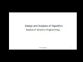 Module 4 Introduction to Dynamic Programing
