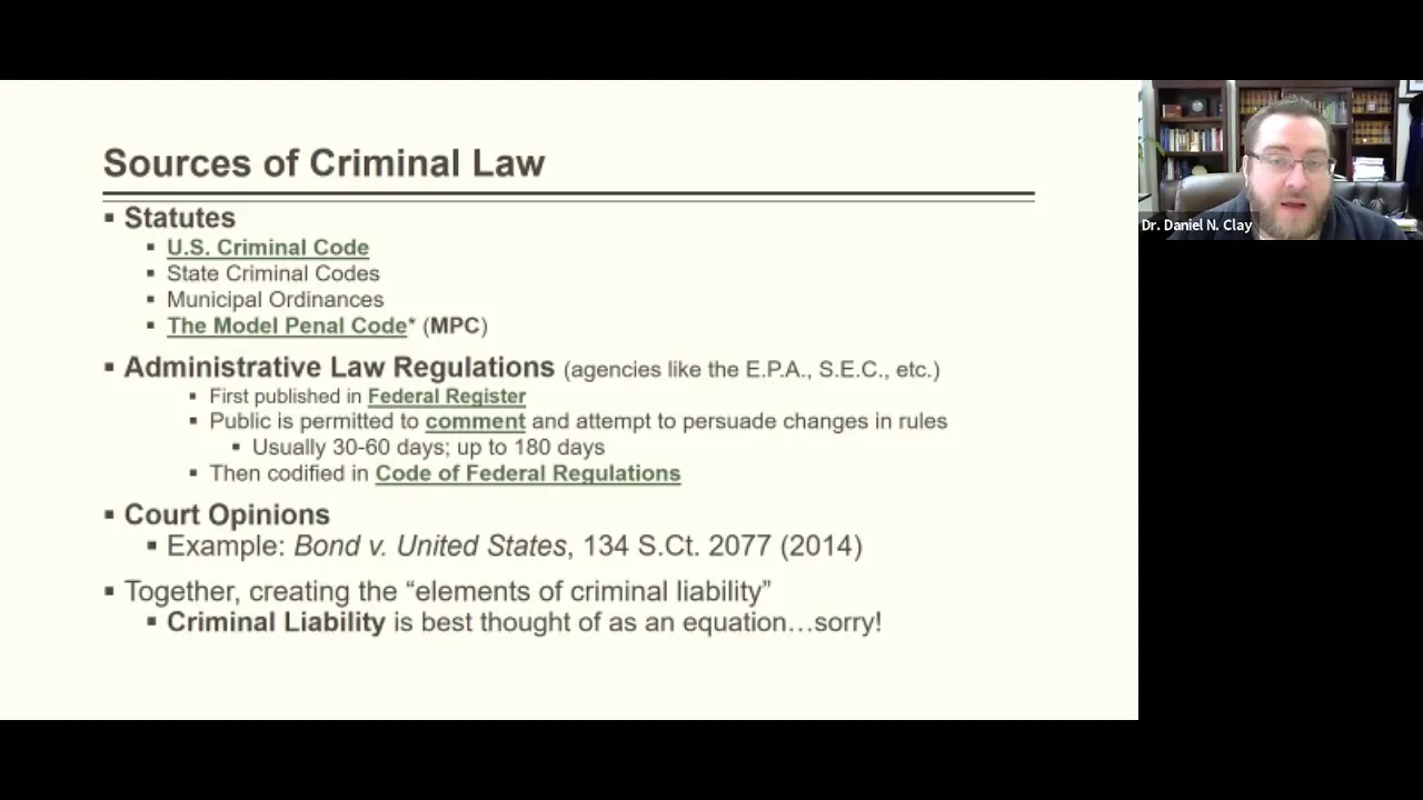 Criminal Law II:  Substantive Criminal Law - Constitutional Restraints on the Law