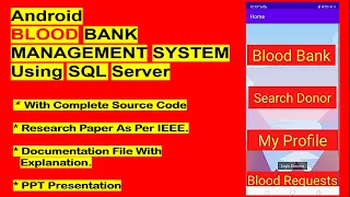 Android Blood Bank Management System Using Java SQL Server