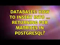 Databases How to INSERT INTO RETURNING for matrices in PostgreSQL