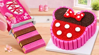 Tiny Mininie Kitkat Cake🌸Sweet Miniature Pink KitKat Chocolate Cake Recipe🍫Mini Cakes
