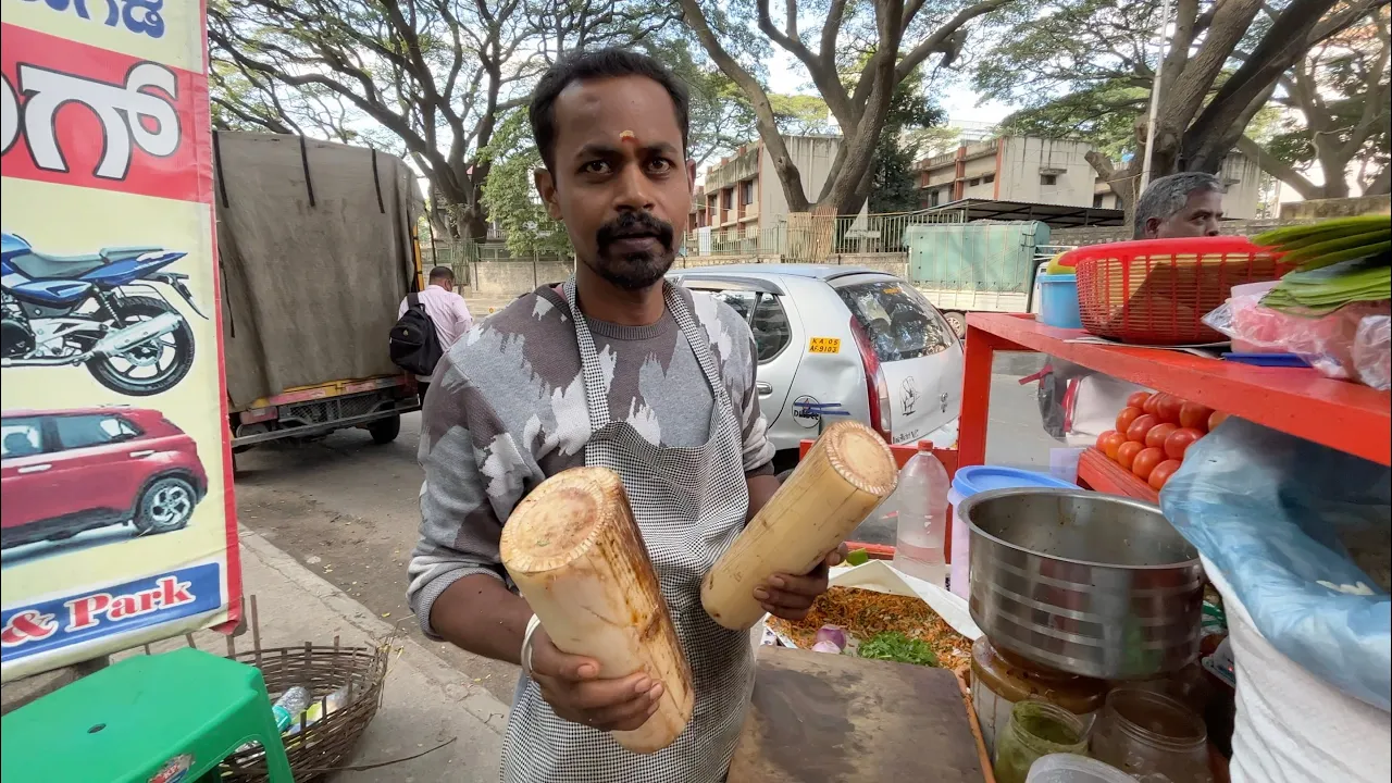 Unusual BANANA STEM Chaat Masala of South India   Indian Street Food