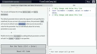 Lesson 6 ES6 Set Default Parameters for Your Functions