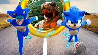 Sonic e Ninja Kidz no Desafio Meninos VS Meninas do Parque de Ação! PORTAL, T-REX E BATALHAS.
