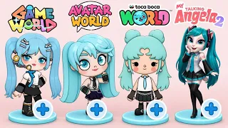 🎤💙 HATSUNE MIKU IN 4 DIFFERENT GAMES! |Toca Life World, Avatar World, Game World & My Talking Angela