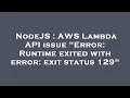 NodeJS AWS Lambda API issue Error Runtime exited with error exit status 129