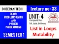 GE8151 PROBLEM SOLVING AND PYTHON PROGRAMMING PSPP Manojkumar Lectures list in loops mutability
