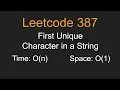 First Unique Character in a String - Leetcode 387