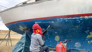 Sand blasting and bottom paint