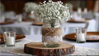 DIY Rustic Wedding Centerpiece Baby s Breath Jar