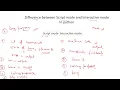 Modes in python Difference between script mode and interactive mode in python Python modes