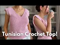 Easy Tunisian Crochet Sleeveless Top Pattern V Neck Vest Top Tutorial