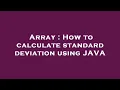 Array How to calculate standard deviation using JAVA