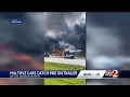 Car hauler catches on fire in Orange County