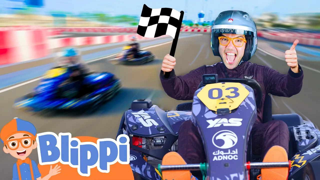 Blippi Races Go Karts! Educational Videos for Kids