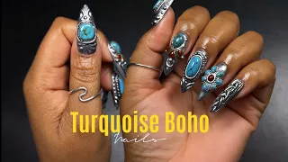 JEWELRY INSPIRED 3D TURQUOISE NAILS HUNNY