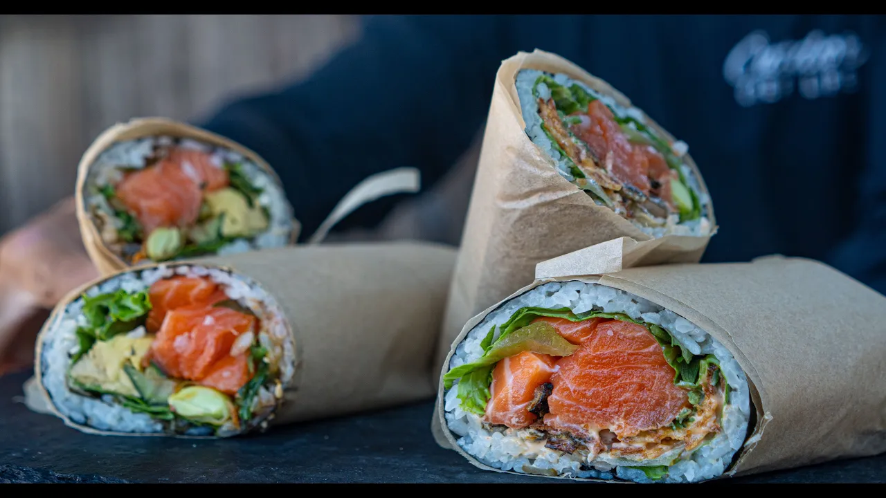 SUSHI..BURRITO..."SUSHIRRITO" King Salmon   Catch And Sushi