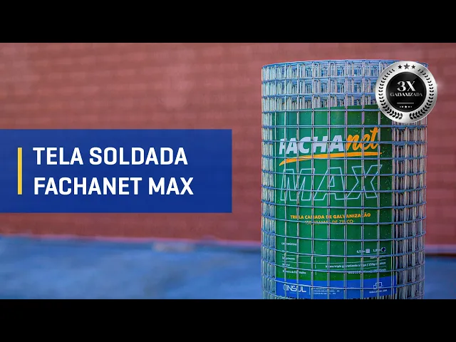 Tela para Reboco Fachanet MAX - 25x25 fio 1,24mm (150g Zinco) - 25m Vídeo do produto - Tela para Reboco Fachanet MAX - 25x25 fio 1,24mm (150g Zinco) - 25m