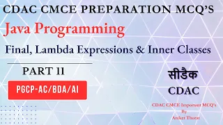 CDAC Java Programming CMCE Preparation MCQs Final Lambda Expressions Inner Classes Part 11