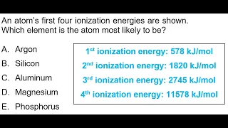Which element has these ionization energies