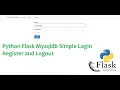 Python Flask Mysqldb Simple Login Register and Logout