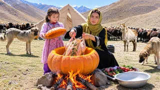 Cooking a Giant Pumpkin Stuffed with Meat in the Afghanistan Mountain | Afghan Shepherd’s Life 