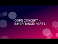 OOPS Concept INHERITANCE - PART 1