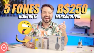 COMPREI os 5 FONES DE OUVIDO BLUETOOTH MAIS VENDIDOS!