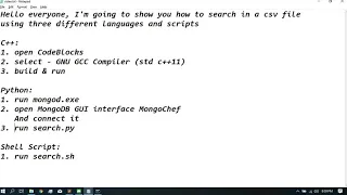 Searching in a CSV file using C Python and Shell Script