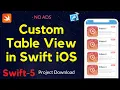 Swift 5 UITableView with Custom Cell in Swift iOS
