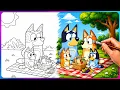 Bluey Coloring Page Coloring Bluey Family Picnic Learn Colors for Kids