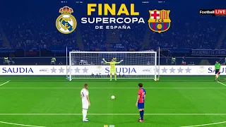 ريال مدريد ضد برشلونة   ركلات الترجيح        نهائي كأس السوبر الإسباني   كرة القدم الإلكترونية بيس دندنها