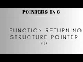 Function Returning Structure Pointer POINTERS IN C