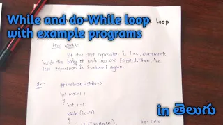 C Language Tutorial in telugu while and do-while loops with example in telugu C Learn Concepts