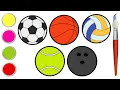 Sports Balls Drawing Painting and Coloring for Kids Toddlers Let s Draw Paint Together