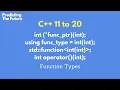 C 11 to 20 Comparing different function types Function pointer std function functor lambda