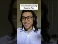Investment Banking Resume TIps