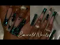 EMERALD GREEN NAILS HOW TO FULL BLING FRENCH BLING