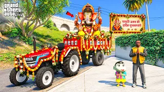 Franklin & Shinchan Celebrating Ganesh Utsav On His Indian Mahindra Tractor In GTA 5