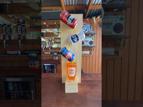 I made a beer can fountain #fountain #diy #woodworking #mancave #bar